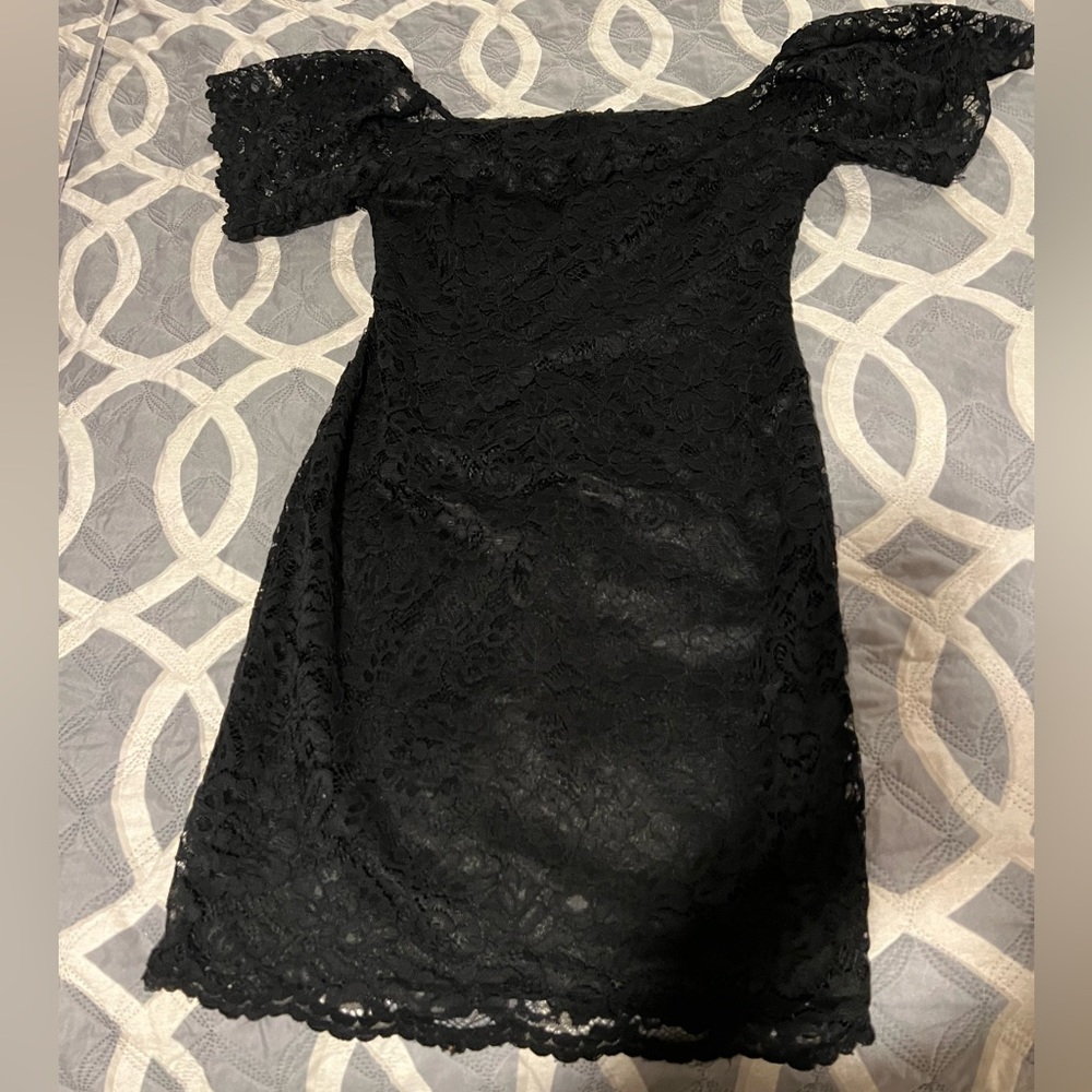 Black off shoulder lace dress